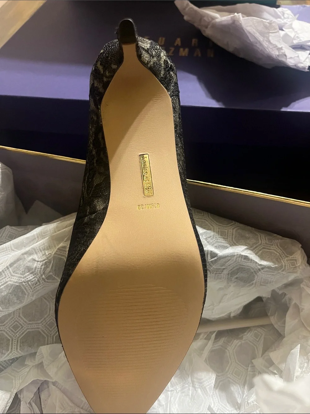 Louise et Cie Black Lace Pointed Toe Stiletto Pump